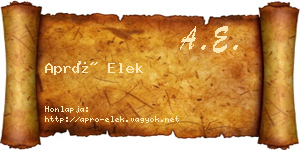 Apró Elek névjegykártya